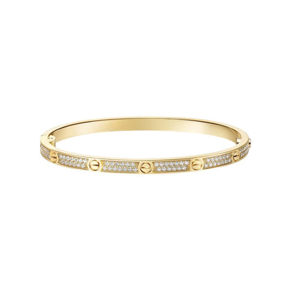 [AuraEcho]Clover & Love Diamond-Paved Radiant Line 2-Piece Bracelet Stack Set