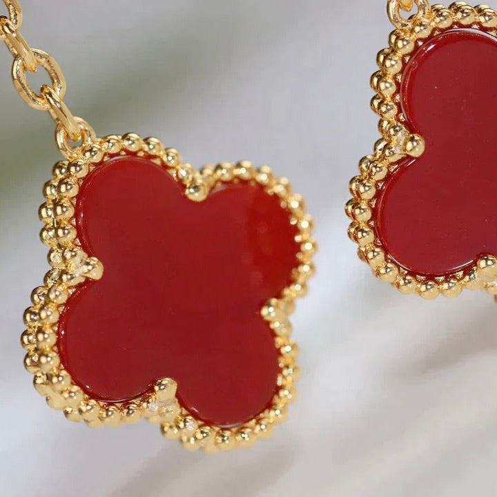 [AuraEcho]CLOVER  2 MOTIF  TIGER EYE CARNELIAN EARRINGS