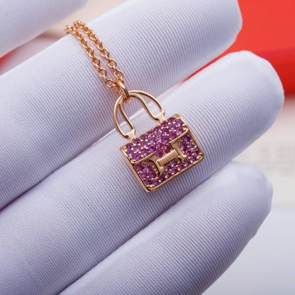 [AuraEcho]CONSTANCE PEDANT PURPLE DIAMOND NECKLACE