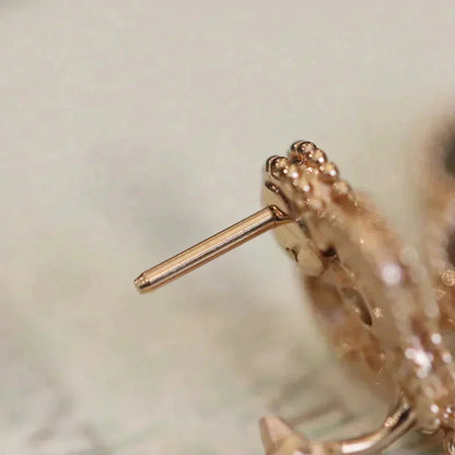 [AuraEcho]CLOVER MEDIUM 1 MOTIFS FUll DIAMOND EARRINGS