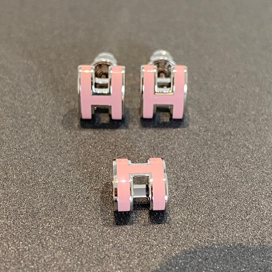 [AuraEcho]MINI POP H SILVER EARRINGS PINK