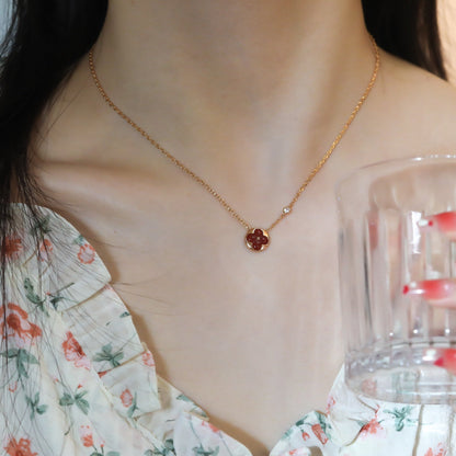 [AuraEcho]SUN PEDANT PINK GOLD 1 DIAMOND NECKLACE