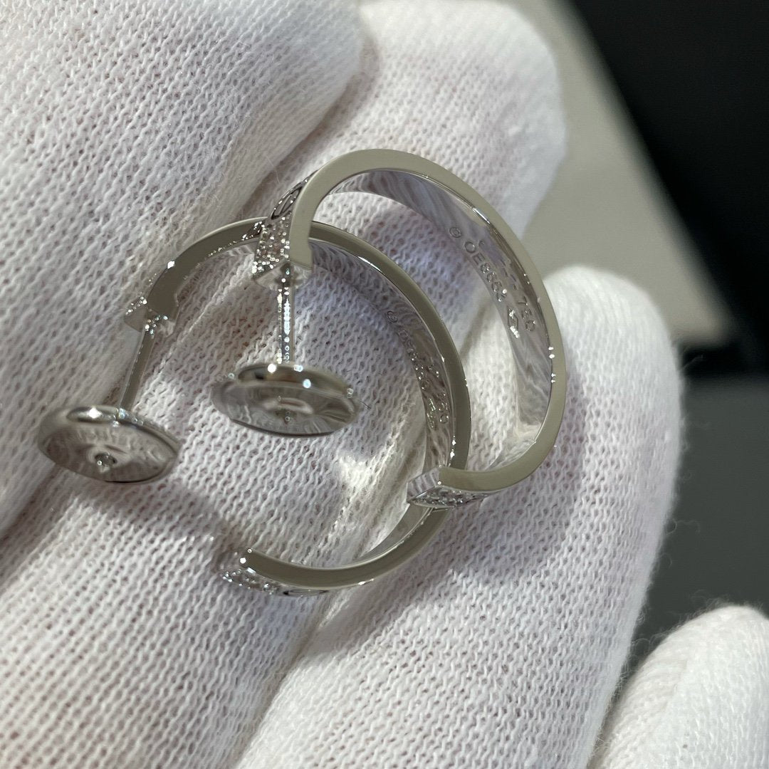 [AuraEcho]LOVE DIAMOND SILVER HOOP EARRINGS