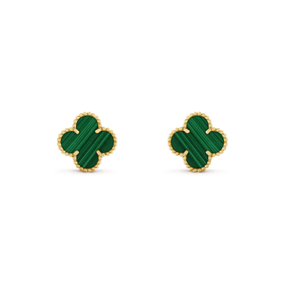 [AuraEcho]CLOVER MEDIUM 1 MOTIFS MALACHITE  EARRINGS