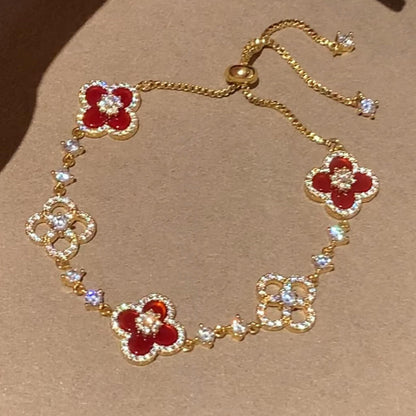 [AuraEcho]CLOVER 5 MOTIF PINK BLUE RED WHITE BRACELET