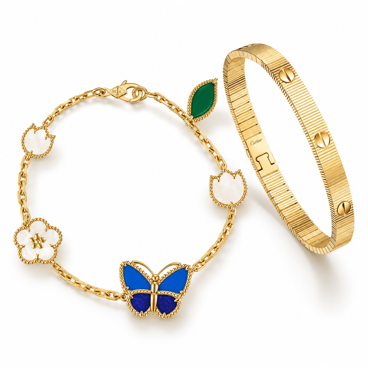[AuraEcho] Lucky Spring Butterfly 5-Motif & LOVE Unlimited Bracelet Stack Set