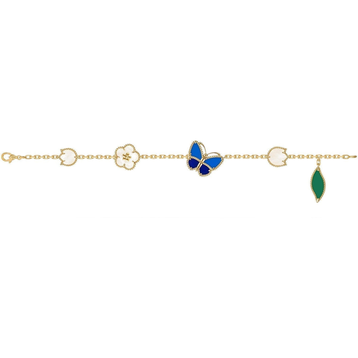 [AuraEcho] LOVE Brushed & Lucky Spring Butterfly 5-Motif Bracelet Stack Set