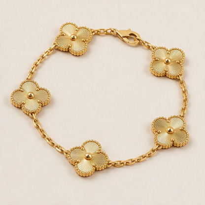 [AuraEcho] Clover & Love & Juste 3-Piece Gold Bracelet Stack Set