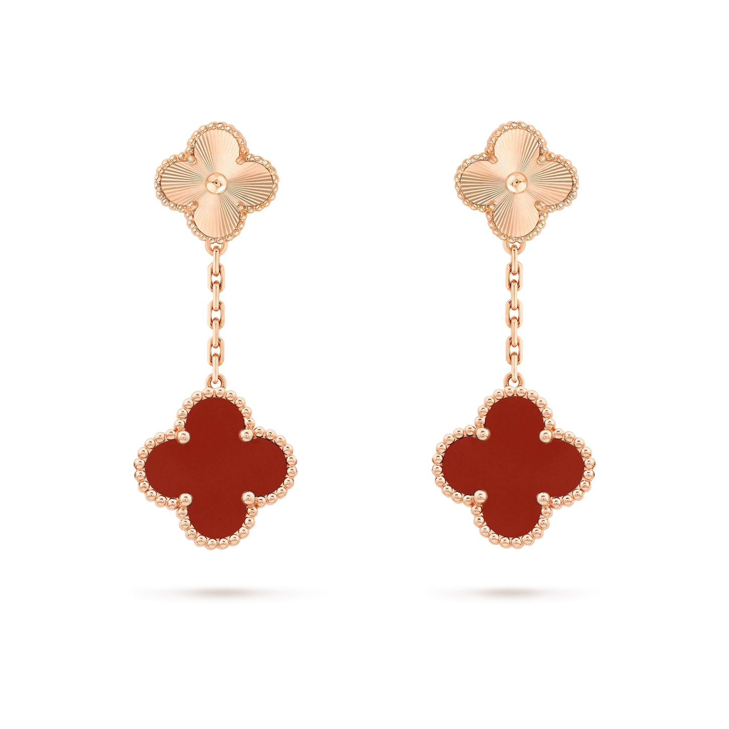 [AuraEcho]CLOVER 2 MOTIF  LASER CARNELIAN EARRINGS