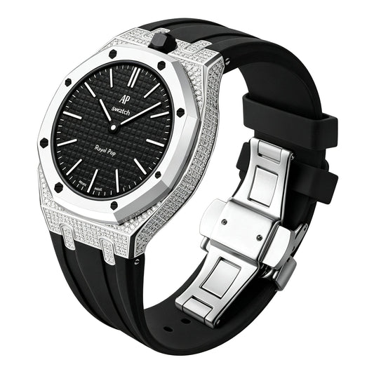 [AuraEcho] Royal Oak Pop Exclusive Steel Case With Diamond(Moissanite) & Silicone Strap(Only Strap)