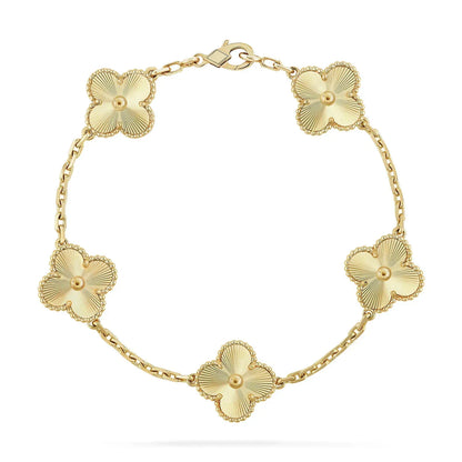[AuraEcho]Clover Laser  Pulsar Stone 5-Motif & LOVE Diamond-Paved Bracelet Stack Set