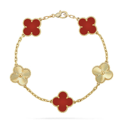[AuraEcho]Clover & Love Diamond-Paved Radiant Line 2-Piece Bracelet Stack Set
