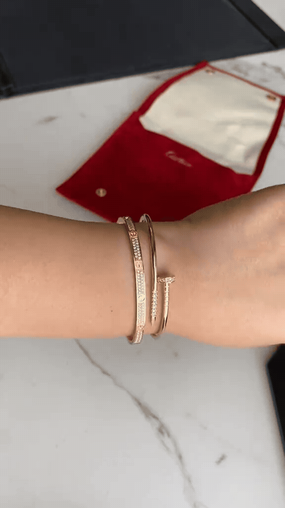 [AuraEcho] JUSTE Diamond & LOVE Diamond-Paved Bracelet Stack Set