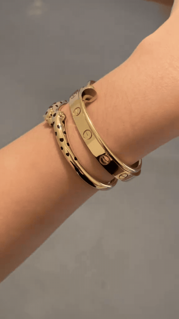 [AuraEcho] Panthère & LOVE  & JUSTE  Diamond Bracelet Stack Set