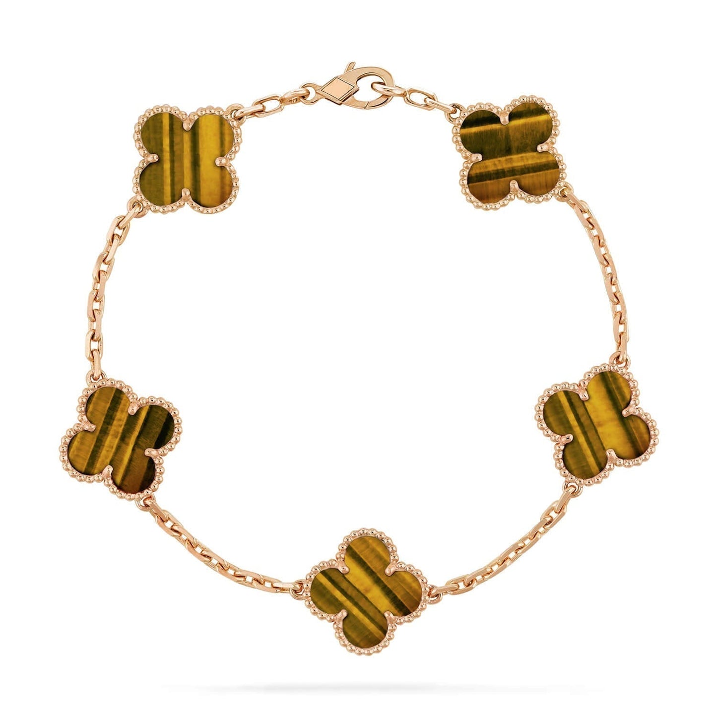[AuraEcho]CLOVER  5 MOTIFS TIGER EYE BRACELET