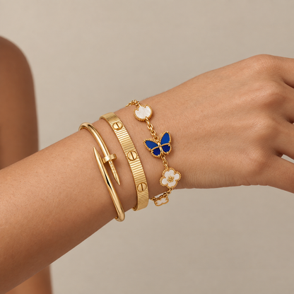 [AuraEcho]Clover Lucky Spring & Love & Juste Garden 3-Piece  Bracelet Stack Set
