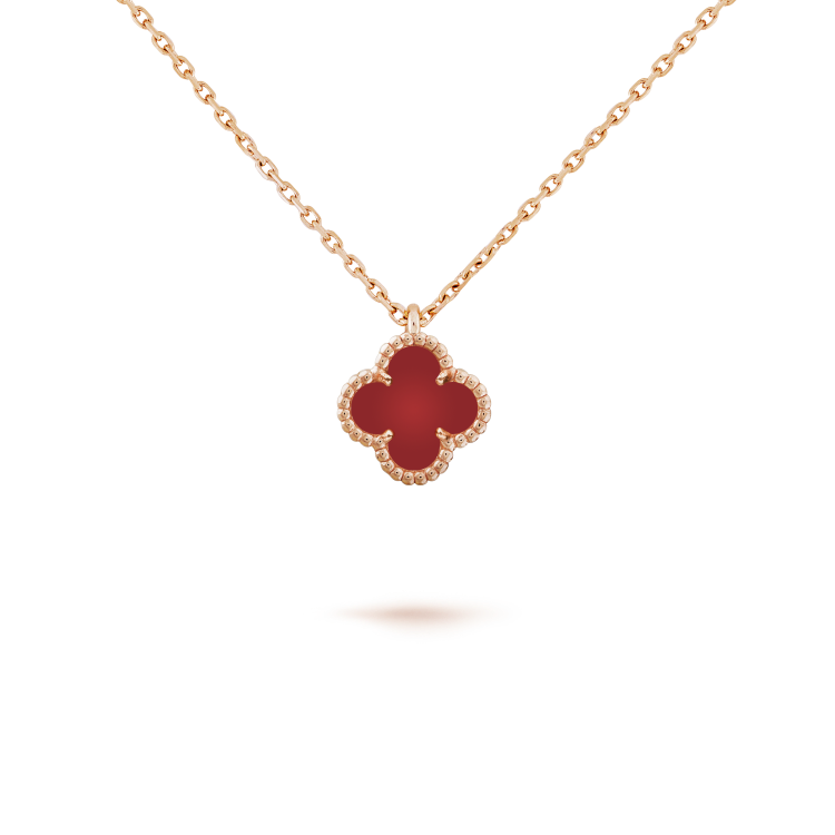 [AuraEcho]CLOVER MINI 9.5MM WHITE CARNELIANS NECKLACE