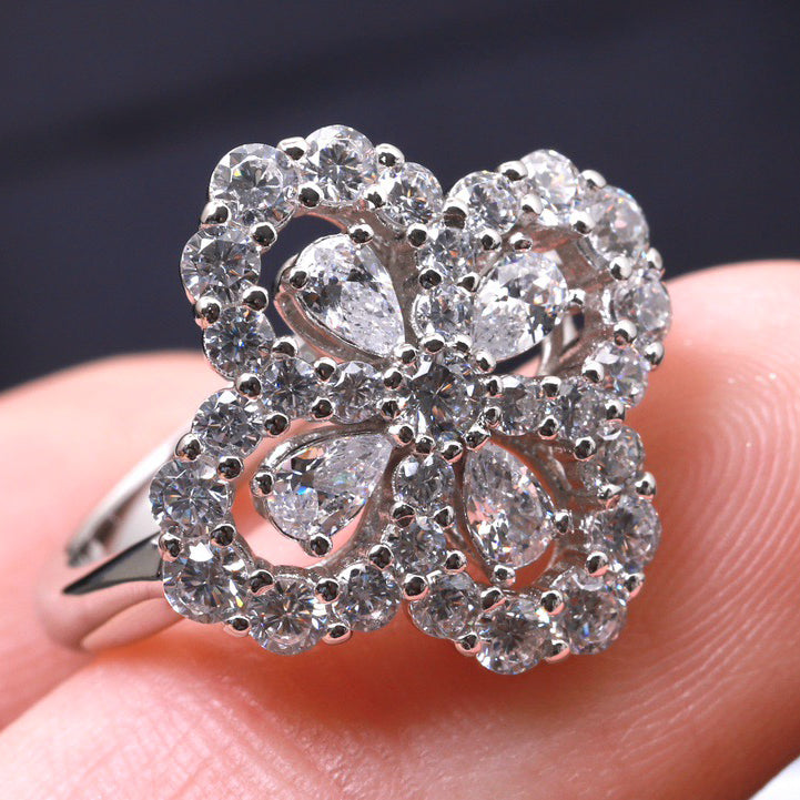 [AuraEcho]LOOP RING FULL MOTIF DIAMOND 16MM SILVE