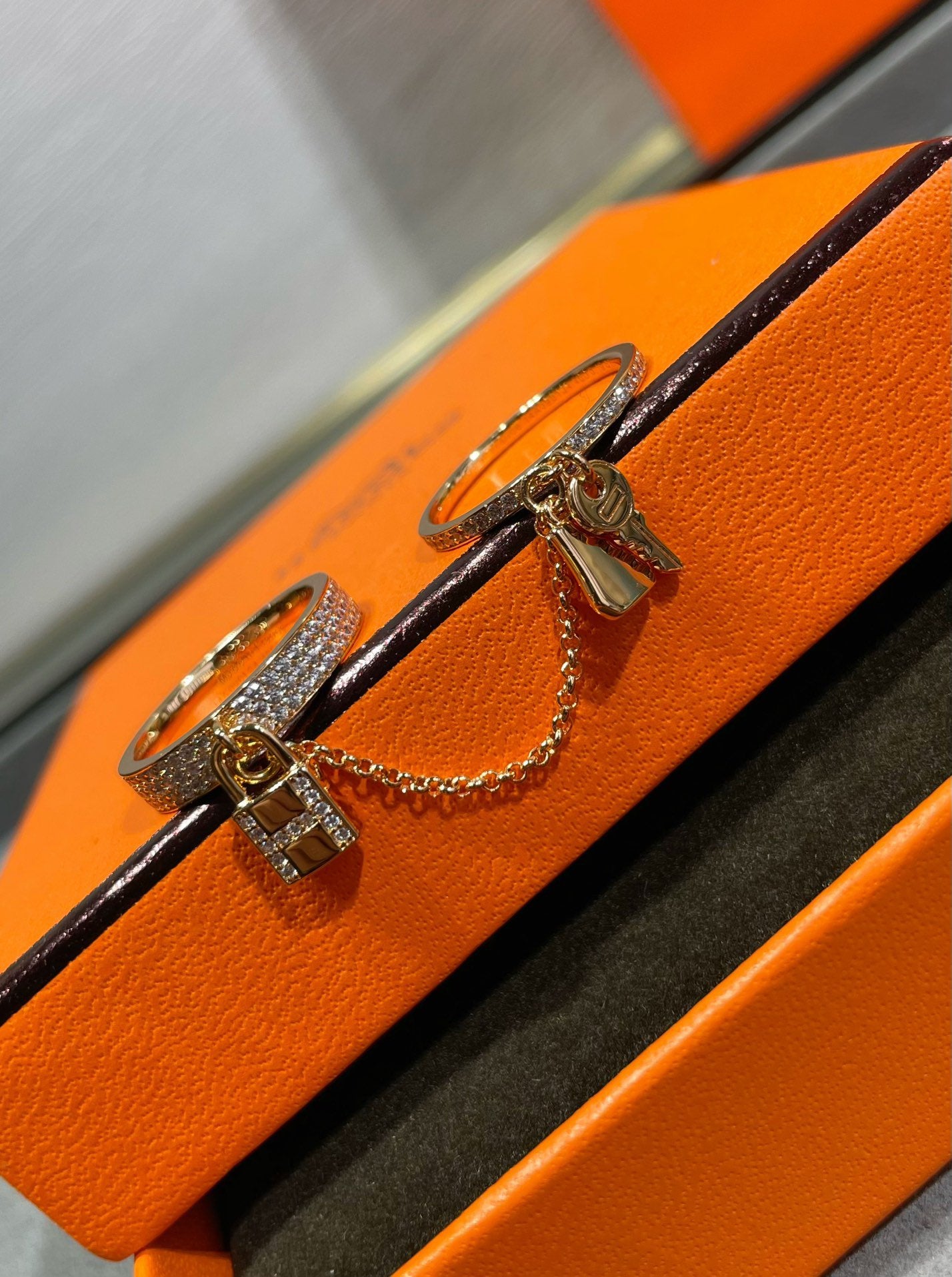 [AuraEcho]HM KELLY CLOCHETTE DOUBLE RING IN  WITH DIAMONDS