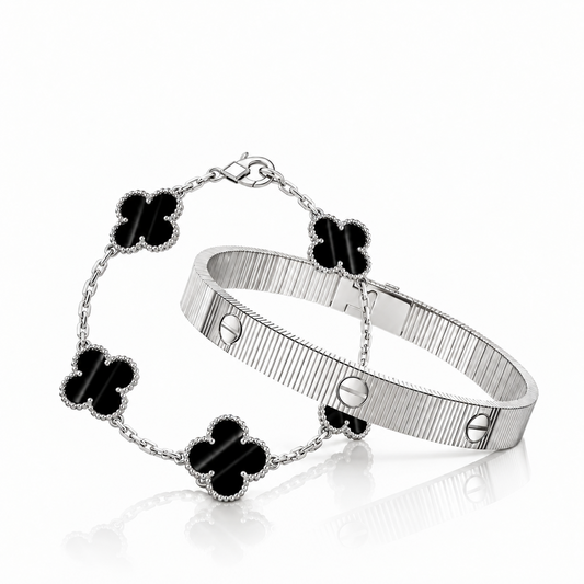 [AuraEcho] Clover 5-Motif & LOVE Unlimited Bracelet Set