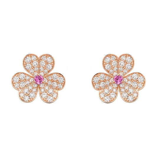 [AuraEcho]FRIVOLE PINK GOLD FLOWER DIAMOND EARRINGS
