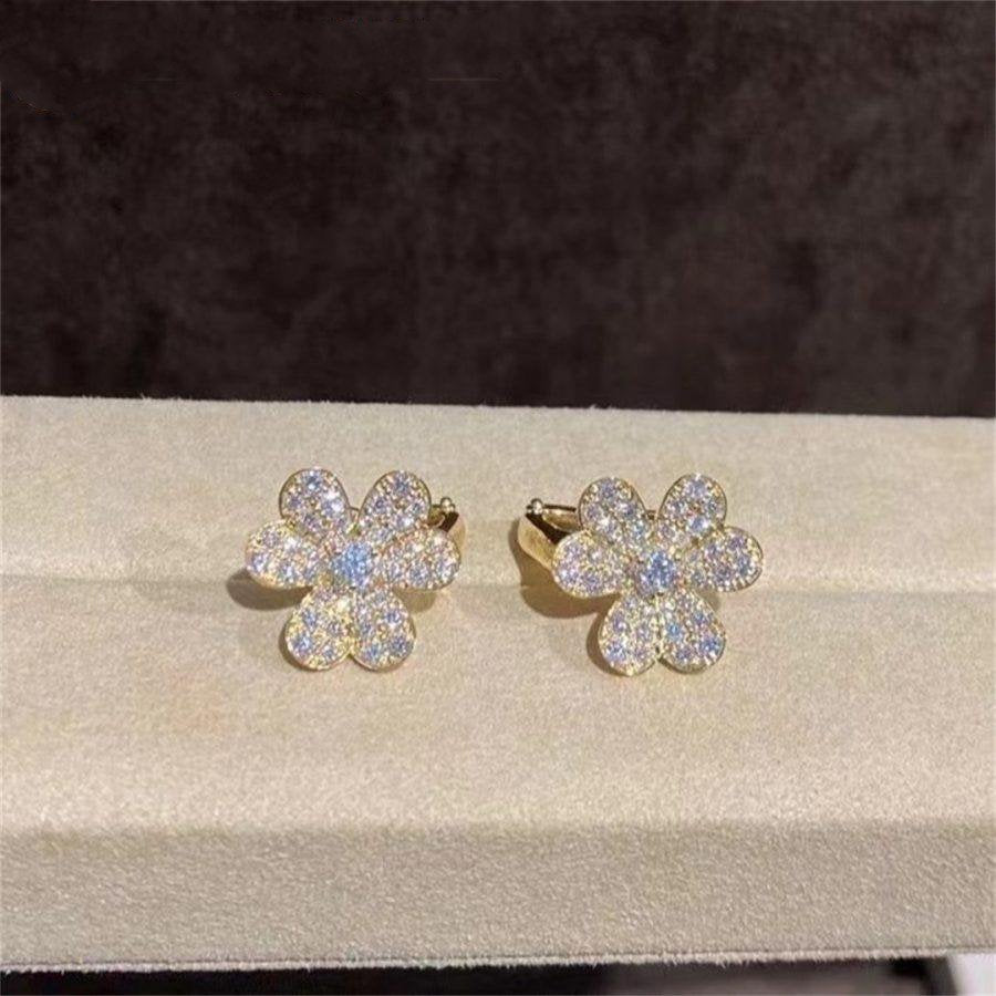 [AuraEcho]FRIVOLE GOLD FLOWER DIAMOND EARRINGS