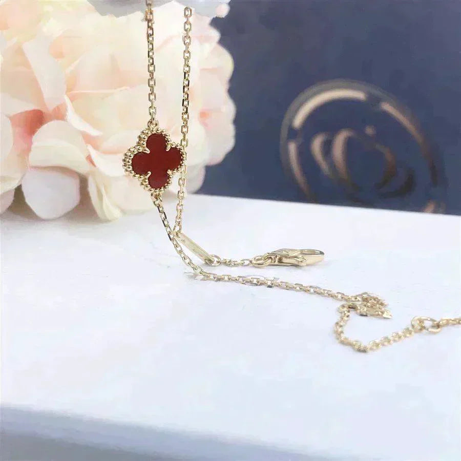 [AuraEcho]CLOVER  CARNELIAN SINGLE FLOWER BRACELET