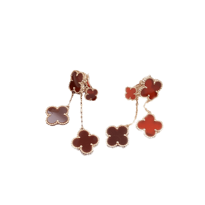 [AuraEcho]CLOVER EARRINGS CARNELIAN 4 MOTIFS PINK GOLD
